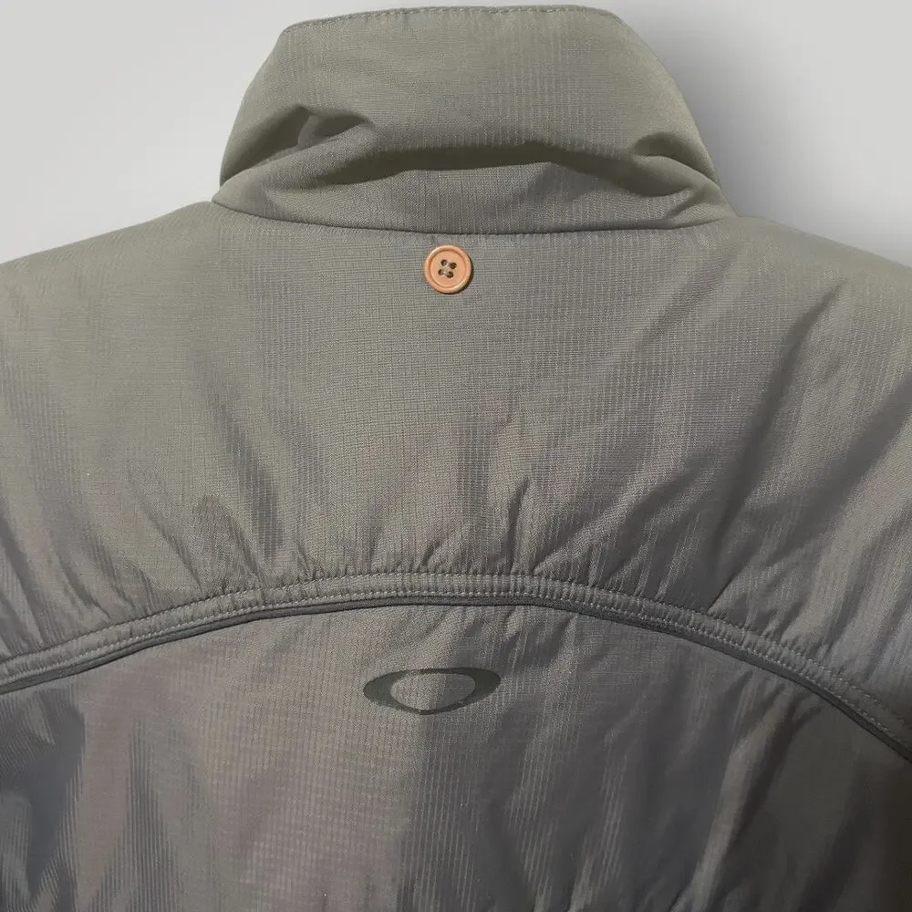 Vintage Y2K Oakley Software Center Logo Insulated Nylon Jacket Grey Mens XL